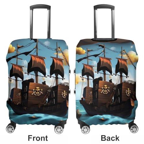 Cartoon Ship Luggage Cover Elastic Suitcase Protector Case Anti-Scratch Washable Baggage Covers Protector For Traveling, Aircraft Consignment XL3