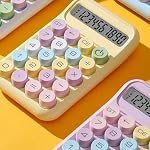 Mechanical Switch Calculator with 10 Digits Large LCD Display, Basic Calculator with Big Button Anti-Slip Pad, Accurate Calculation for Office Desk Home School - Purple