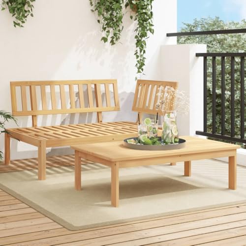NQJIBUE Item-Garden - Juego de 2 sofás de madera maciza de acacia, asientos al aire libre, sofás al aire libre