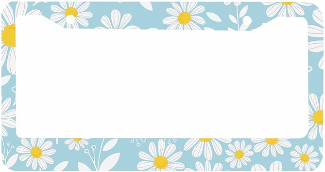 Decorative License Plate Frame Retro Flower Daisy Pattern Car Tag Frame Aluminum Auto License Plate Holder for Men Women