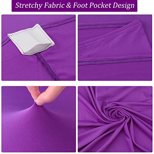 Image of 4 Pack Spandex Stretch Table Cover - 32x43 Inch Square Corners, Fitted High Top Tablecloth for Cocktail, Round, Bar, Weddings, Birthday, Banquet, Outdoor Party (Purple)