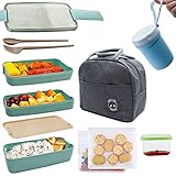 Koccido Bento Box Lunch Box Kit,Japanese Lunch Box 3-In-1 Compartment,Stackable Lunch Box Leakproof Lunch Container,Bento Lunch Box for Kids and Adults