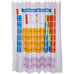 Cortina Roller Para Baño OOTB Cortina para Ducha, La Tabla periódica, Multicolor, Aprox. 180 x 180 cm