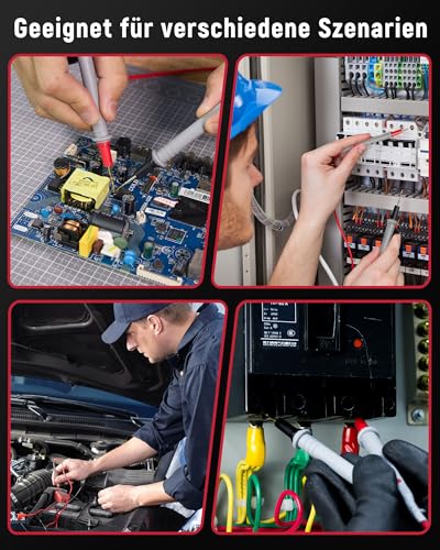 KAIWEETS Silikon-Messleitungen Multimeter-Sonden 48-Zoll-Silikonkabel Vergoldete Spitzen CAT III 1000V & CAT IV 600V 20A Kompatibel mit Digitalmultimetern & Zangenmessgeräten - KET20