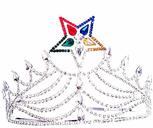 Masonic OES Grand Matron SILVER Rhinestones O.E.S Adjustable CROWN Without GAVEL