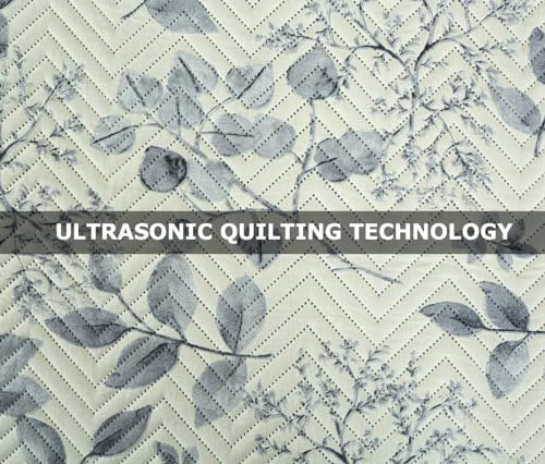 BSB HOME All-Weather Embroidered 3 Pcs Comforter Set with Pillow Shams- Light Weight Bedspread/Duvet/Quilt - Double, 150 GSM | White & Black, 220 Tc, Cotton