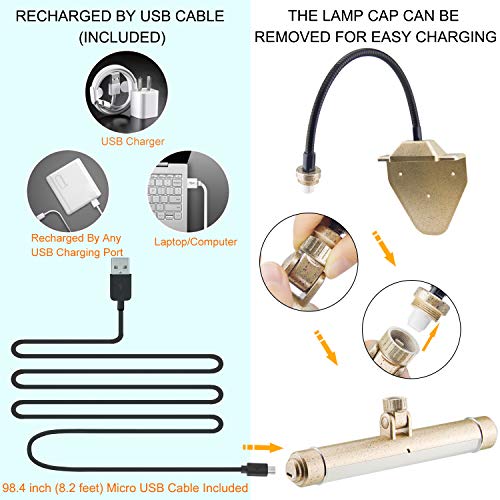 Bigmonat Wireless Picture Lights For Paintings Rechargeable Battery Operated Artwork Light With Rotate Head &2 Mount Way,Brightness Dimmable Clip On Display Lamp With 3 Lighting For Dart Board Artwork #TOP5