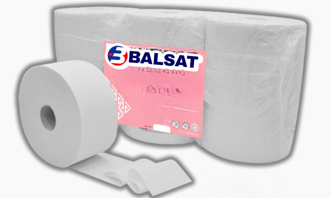 BALSAT | Lot de 1 distributeur de papier toilette industriel + paquet de 9 rouleaux de papier hygiénique industriel en cadeau