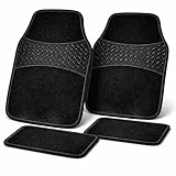 Set 4 Tappetini Auto Universali in Moquette Antiscivolo || Colore Nero || Anteriori e Post...