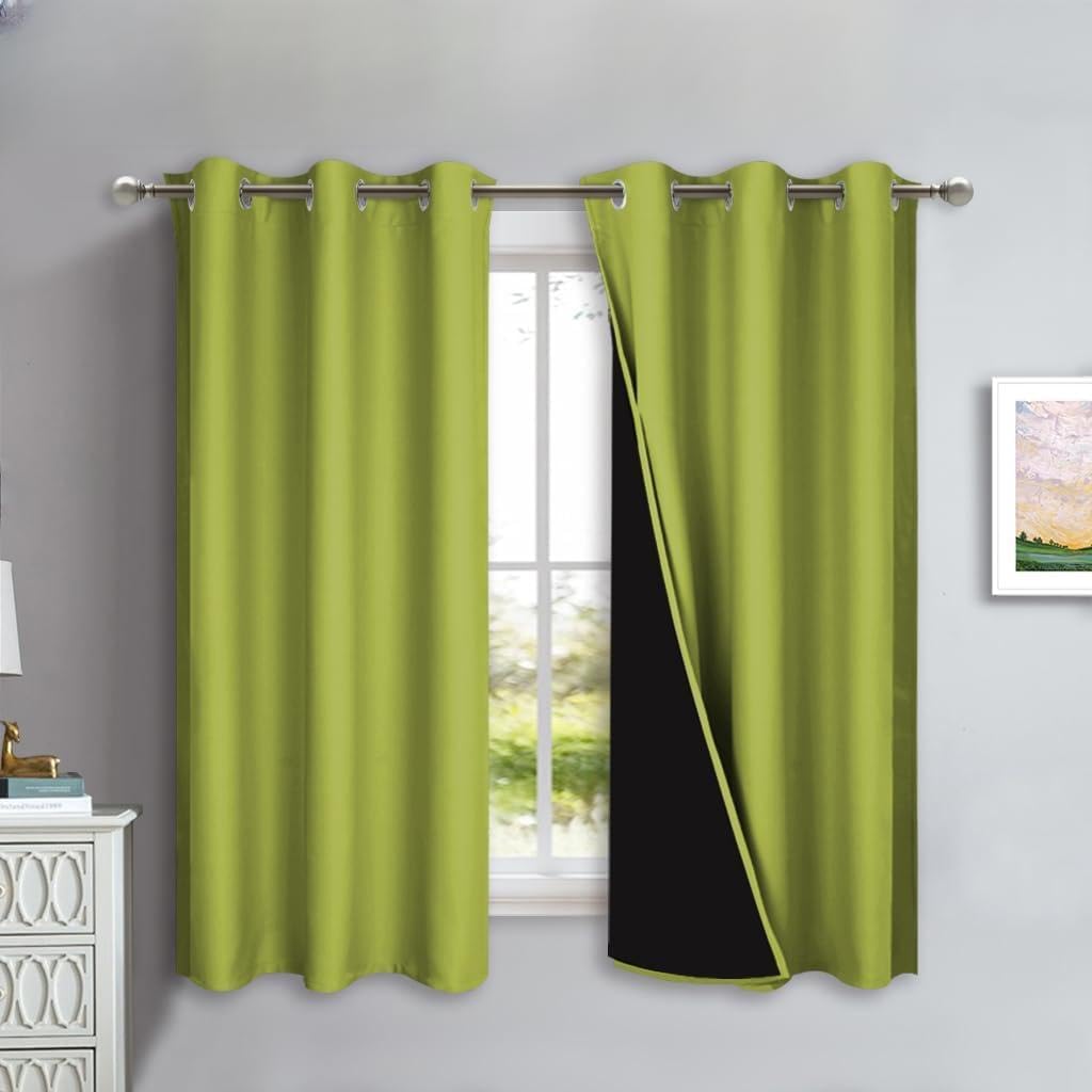 NICETOWN 100% Blackout Curtains - Fresh Green, 2 Panels