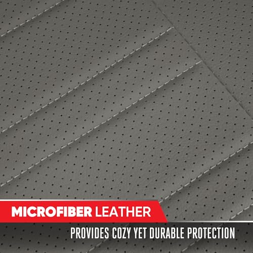 Image of Motor Trend Car Seat Covers for Front & Rear Full Set - Nappa Leather Seat Protectors for Cars, Trucks & SUVs - Gray Automotive Seat Covers with Storage Pockets - Durable Bottom Cushion Protection