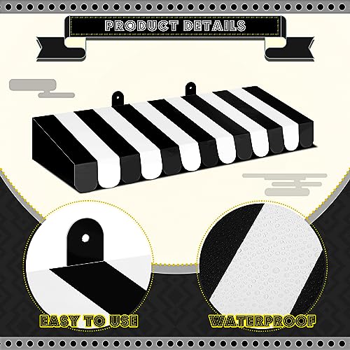 Image of Boao 4 Pcs 3D Cardboard Awning Decor,Black and White,Striped Style | Paper Awning, Circus Carnival Theme, For Bulletin Board, Lemonade Stand, Bakery & Ice Cream Truck, Wall Window Backdrop