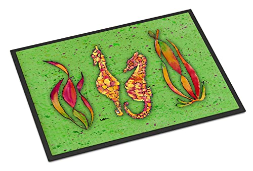 Caroline's Treasures 8565-JMAT Seahorse Doormat 24x36 Front Door Mat Indoor Outdoor Rugs for Entryway, Non Slip Washable Low Pile, 24H X 36W