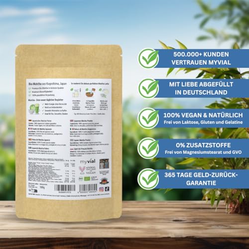 Bio Matcha Tee Pulver Premium 100g Grüner Tee in höchster Qualität aus Japan Kagoshima - Perfekt für Smoothie Matcha Latte Japanischer Grüntee vegan ohne Zusätze plastikfrei verpackt