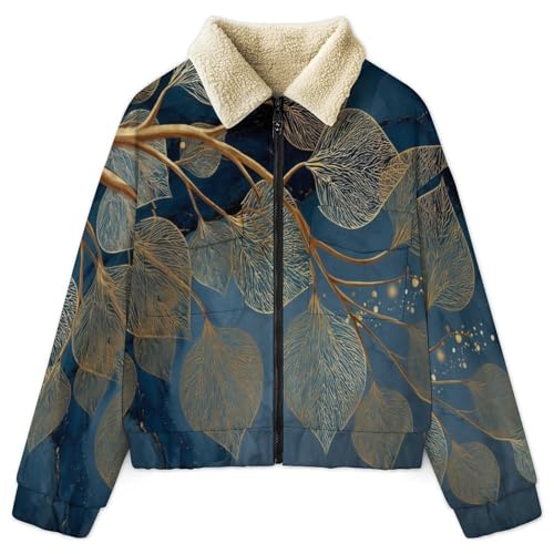 Veste polaire femme chaude ample manteau zippée en peluche marine