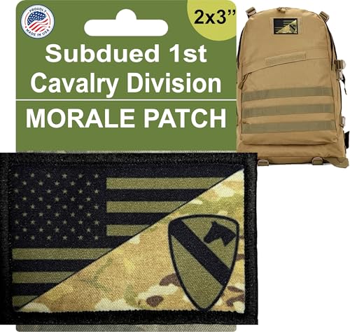 Subdued 1st Cavalry Division USA Flag Morale Patch | First Cav Tactical Patch by readheadedTshirts for Your Plate Carrier, Tactical Gear, Vest, Backpack, Rucksack or hat| Made in The USA