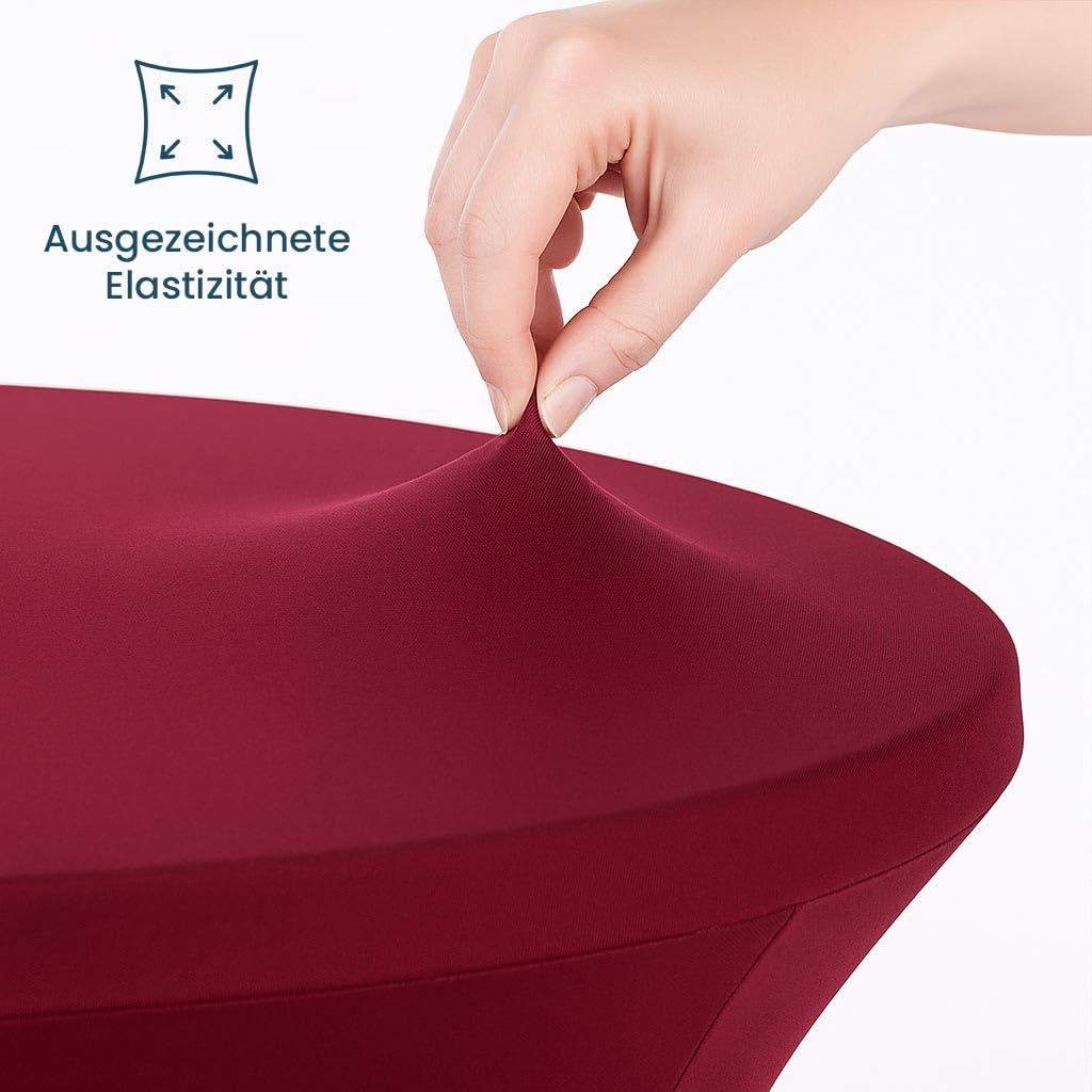 Stehtischhusse Stretch Set 2 teilig in Bordeaux/weinrot 80-85 cm rund Husse für Stehtische Tischhusse überwurf Bistrotischhussen Stretch