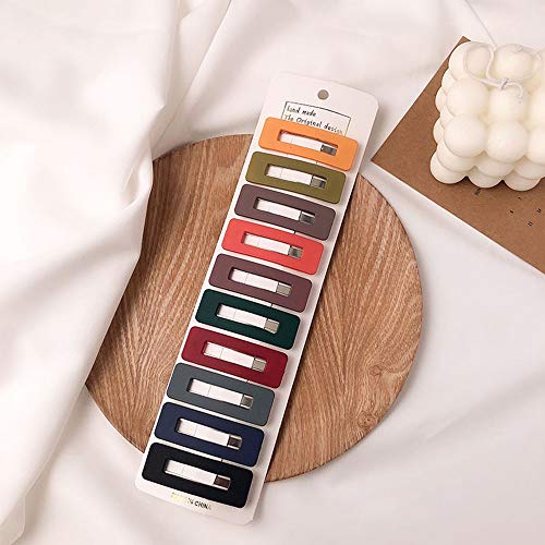 LABAICAI Snap Hair Clips 10 PCS Matte Frosted Hair Barrettes Solid New Morandi Color Korean Fashion Women Girls BB Clips Hair Pins(06)