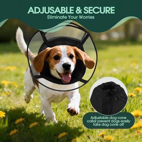 Image of Kuoser Dog Cone Collar After Surgery, Soft Cone for Dogs to Stop Licking, L | Breathable Dog Recovery Collar Comfortable Elizabethan Collars, Adjustable Protective Pet Cones for Small Medium Large Dogs