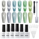 💅【Shinning reflektierender Blitz Glitzereffekt】 Cat Eye UV Nagellack magnetisches Set ist nicht nur mit Katzenaugen-Effekt, und Galaxie, Chamäleon-Effekt, schwarzes Loch-Effekt, sondern auch mit einzigartigen Auroras Schnee-Licht-Effekt. Es kommt mit 2 magnetischen Stiften und brauchen Sie die nicht mehr kaufen.