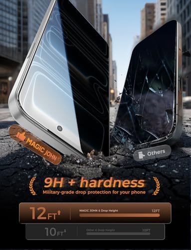 Image of MAGIC JOHN 3rd Gen Upgraded 2 Pack for iPhone 17 Pro Privacy Screen Protector 6.3 Inch, 25Anti-Spy Screen, Shockproof Tempered Glass, Auto Dust-Removal, Bubble Free, Easy Installation