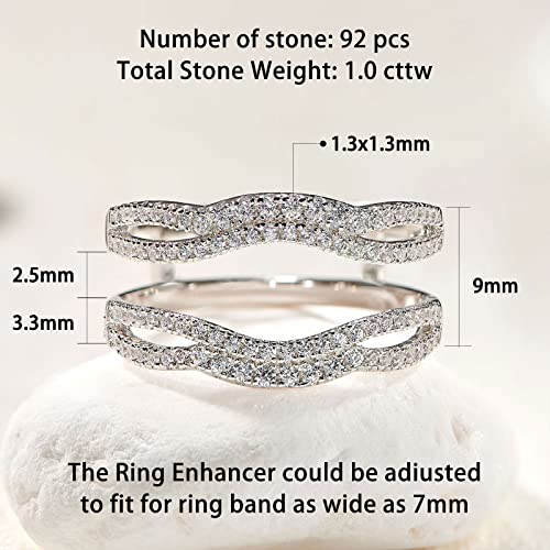 Newshe Jewellery Bridal Ring Enhancer for Engagement Rings AAAAA Cz Wedding Band for Women Eternity Ring Guard Size 5-102