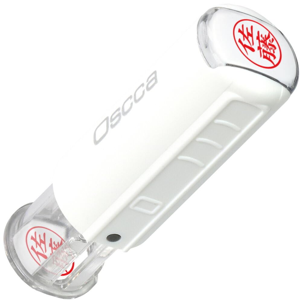 Hanko Matsuri Oscca (White) Capless Name Stamp Oscca 9mm Round Frame Seal Stamp Stamp Rotatable Rubber Stamp (HK020) : Office Products