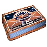 Mets Personalized Cake Topper 1/4 8.5 x 11.5 Inches Birthday Cake Topper