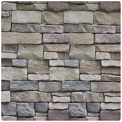 Ohmywor Tapete Steinoptik Selbstklebend, Braun, 45 x 1000 cm – Ansicht 1