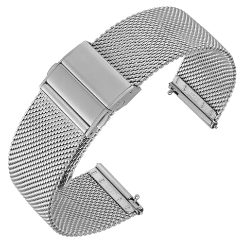 ANNEFIT Metall Mesh Uhrenarmband für Herren Damen, 316L Edelstahl Armband mit Schnellverschluss 18mm (Silber) ANNEFIT Metall Mesh Uhrenarmband für Herren Damen, 316L Edelstahl Armband mit Schnellverschluss 18mm (Silber)