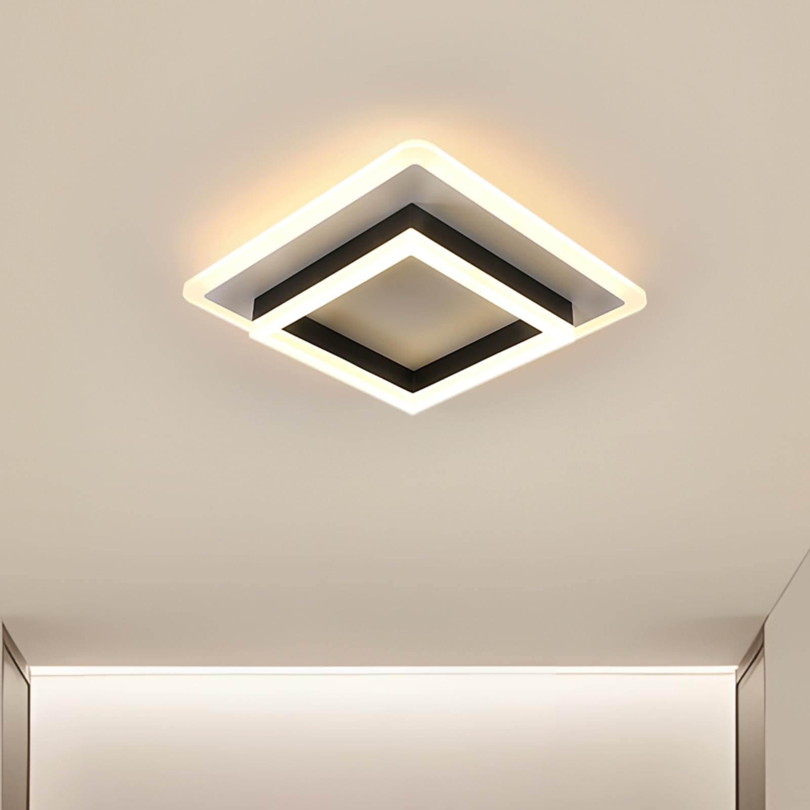 SENQIU Schwarze quadratische LED-Deckenleuchte
