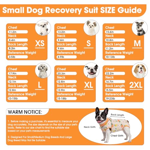 Image of BRKURLEG Small Dog Recovery Suit After Surgery Female Male, Back Zipper Spay Recovery Suit for Dogs & Cats, Anti-Licking Puppy Surgical Onesie for Abdominal Wound, Cone Alternative, Orange S