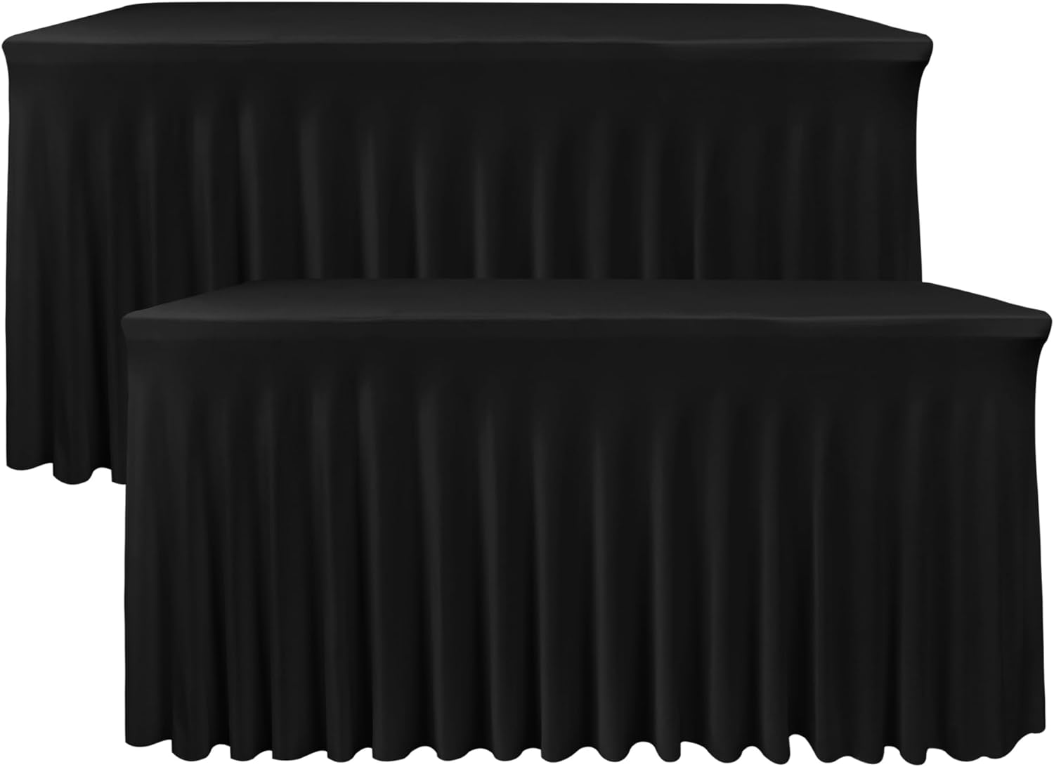 Nasitos Black Rectangle Tablecloths, 2 Pack - 72 x 30 Inch - Stretch Spandex & Polyester Fitted Table Skirts for 6FT Tables, Party, Banquet, Wedding