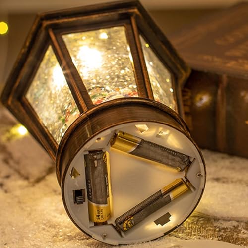 Linterna de bola de nieve portátil con música y luces de Navidad interiores 7