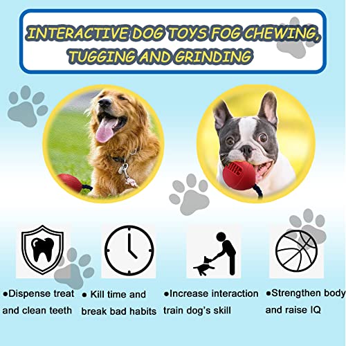 Dog Chew Toy For Puppy Teething, 2 Pack Dog Interactive Toys With Treat Dispensing, Jolly Ball And Stick Great For Small Medium Size Dogs, Rope & Soft Rubber Pet Pull Toy For Oral Health (Red-Blue) #TOP2