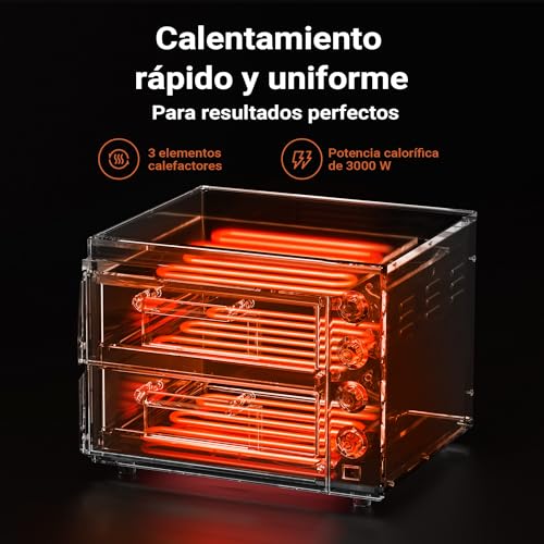 Miniatura 5 de Horno Para Pizzas Con 2 Niveles 3000w Acero Inoxidable Piedra De Cordierita Accesorios De Cocina