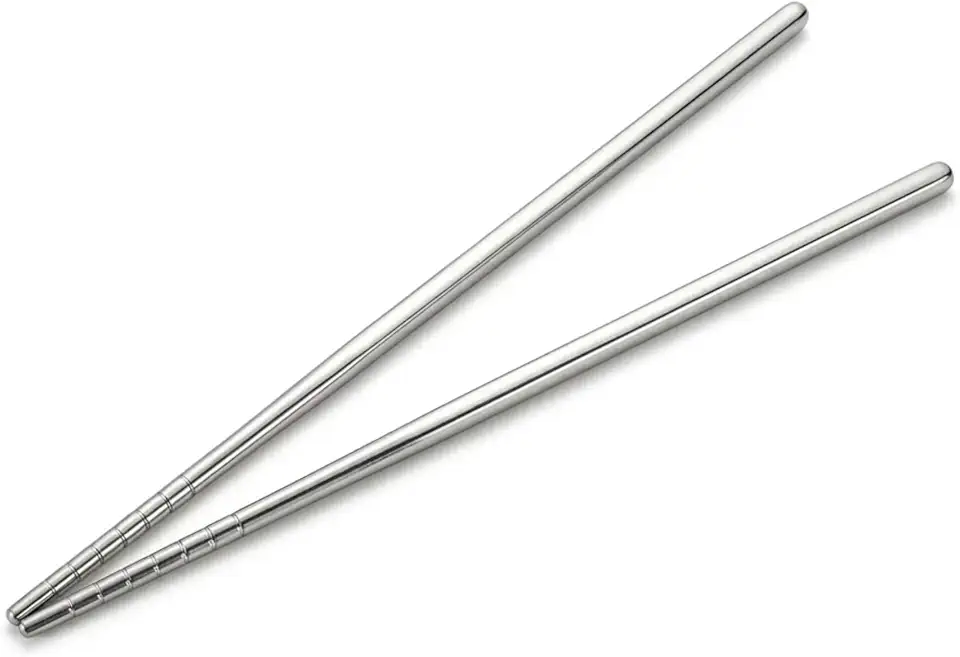 Hashi Inox 23 cm Reutilizável | Kits Hashis Aço Inoxidável | Pauzinhos de Cozinha de Inox | Sashimi | Noodles | Hashi Sustentável | Culinária Oriental | Hashi de Metal (1)