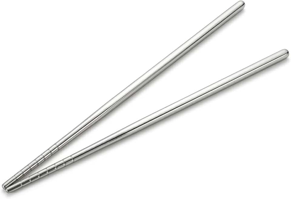 Hashi Inox 23 cm Reutilizável | Kits Hashis Aço Inoxidável | Pauzinhos de Cozinha de Inox | Sashimi | Noodles | Hashi Sustentável | Culinária Oriental | Hashi de Metal (1)