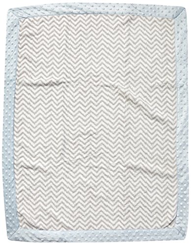 Image of Bacati Ikat Zigzag Chevron with Border Plush Blanket, Grey/Blue, 30" x 40"
