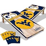 YouTheFan NCAA West Virginia Mountaineers 2’ x 4’ Professional Wood Cornhole Game with Logo Bags