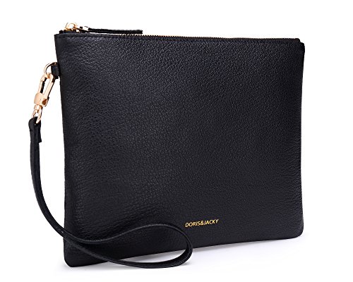 Image of DORIS&JACKY Lambskin Leather Wristlet Clutch Purse Women Large Phone Wallet