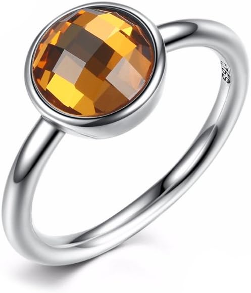 Missy Jewels Women's Ring with 925 Sterling Silver and Stone Amber 17 mm Size 14 Gift Wrapped A160025