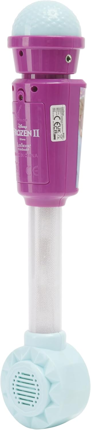 LEXIBOOK MIC90FZ Frozen Microphone for Children, Musical Toy Game, Built-in Speaker, Light Effects, Aux-in Cable Plug, Purple/Blue