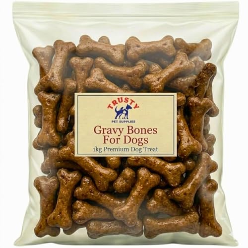 Gravy Bones for Dogs 1kg | Crunchy Dog Biscuits & Dog Treats | Dog Training Treats for Small Medium & Large Dogs | Dog Bones & Small Dog Biscuits | by Trusty Pet Supplies