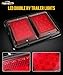 Partsam 2X Double RV Trailer Camper Tail Lights 24-2835 LED Horizontal Vertical Surface Mount Double Trailer Light Taillight Red Lens Red Light Black Base 12V IP67 Waterproof
