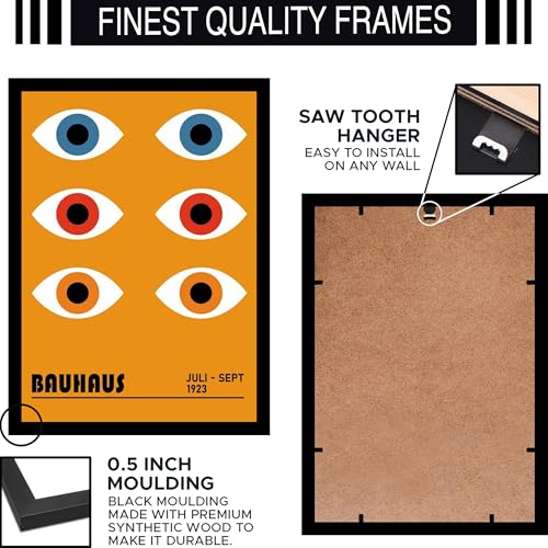 Image of BLINKART Vintage Bauhaus Retro Geometric Aesthetic Poster Gallery | Colorful Wrap Framed For Home Office Studio Living Room Modern Art Studio Decoration Abstract Shapes | (d89) | 13x10 Inch