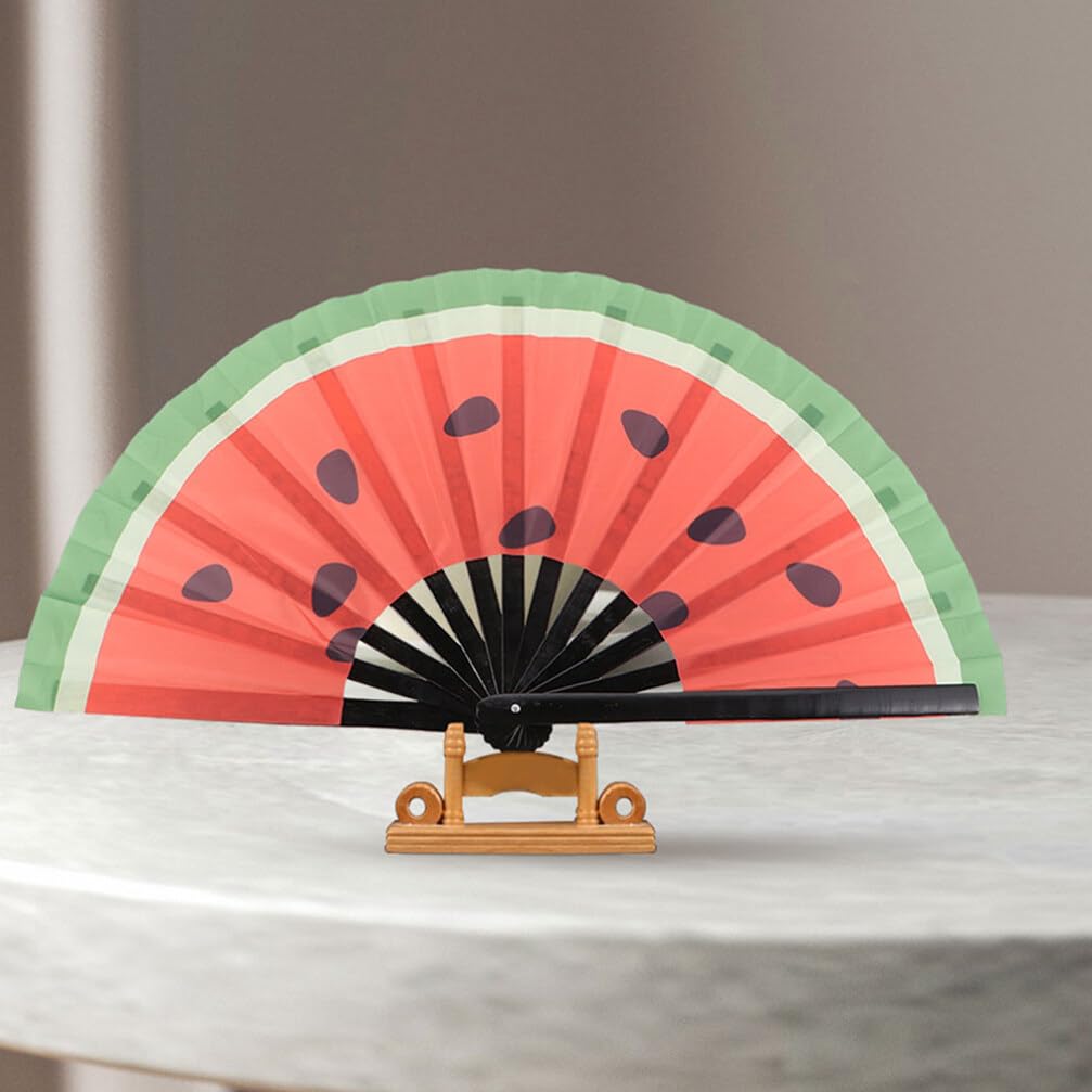 2piezas Abanico Plegable de Mano Estilo Japonés Unidades Diseño de Sandía para Fiestas de Verano y Eventos Festivos