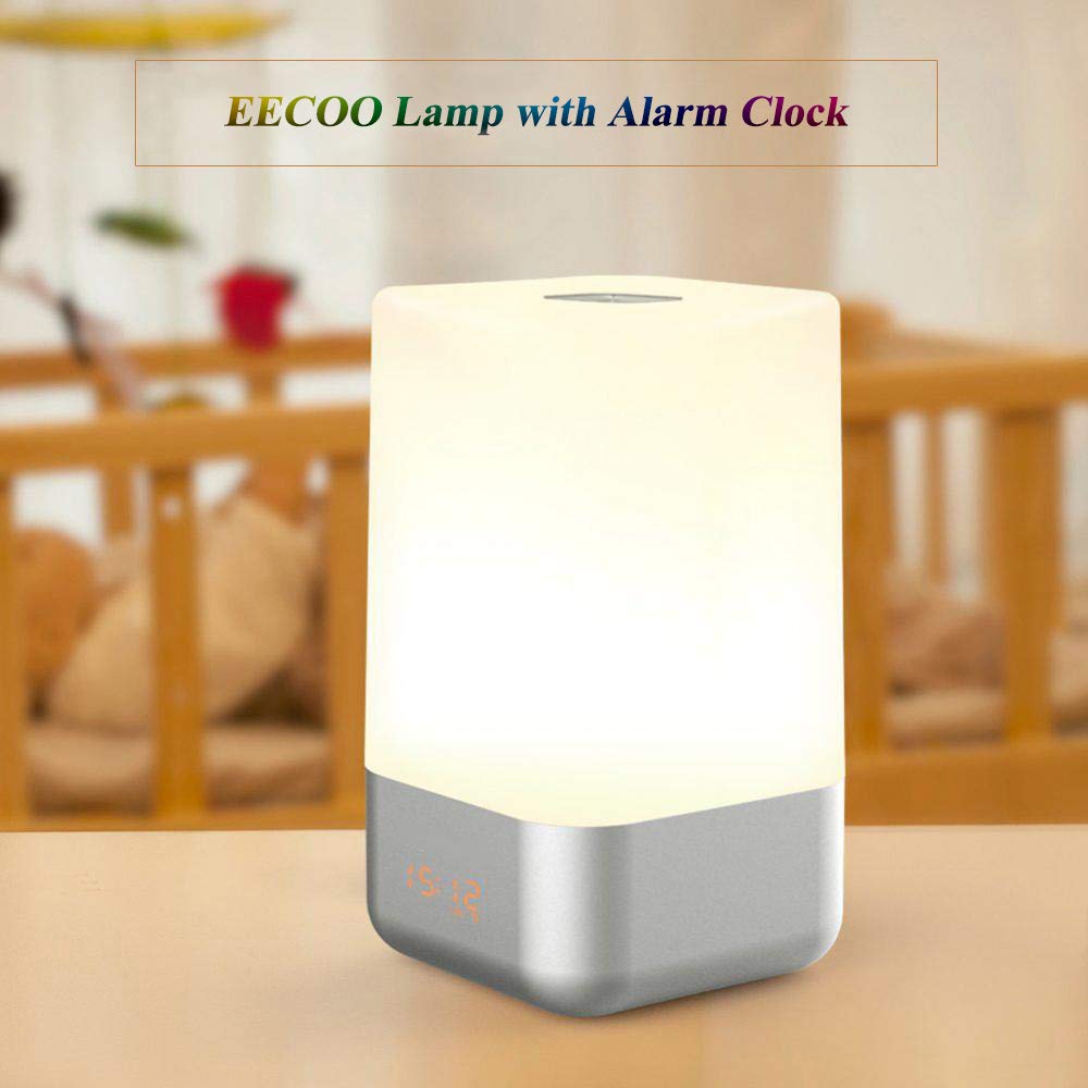 Cryfokt Despertador con Luz Despertador, Lámpara de Brillo Suave con Simulación de Amanecer y 5 Sonidos Naturales para el Hogar y la Oficina
