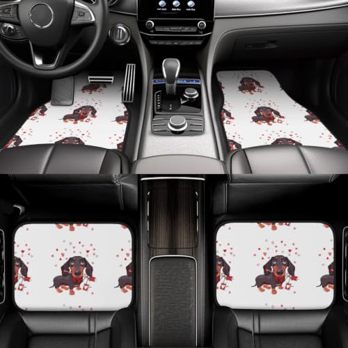 Alfombrillas de neopreno para coche con diseño de perro salchicha juego de 4 piezas antideslizantes 6