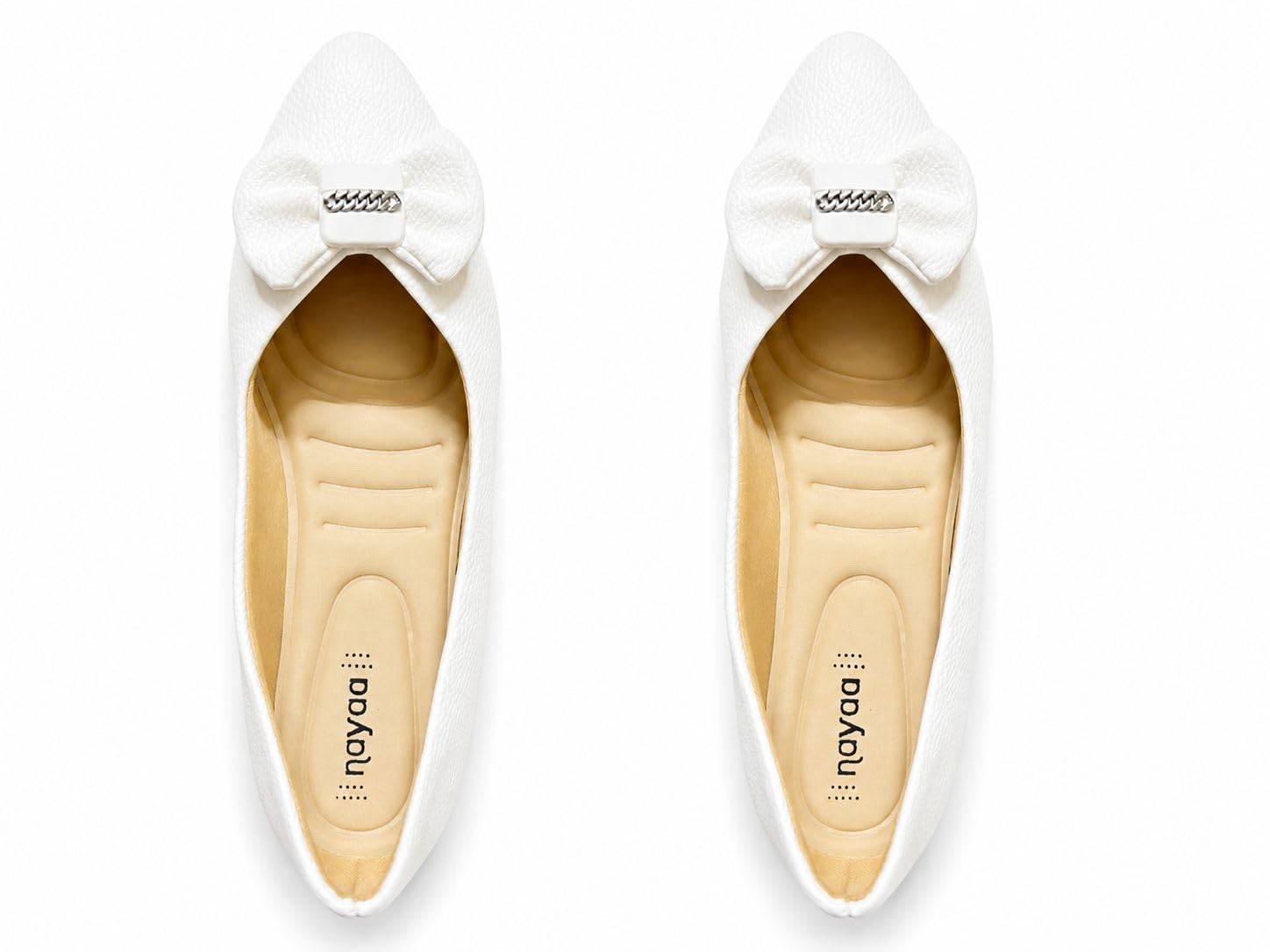 Women’s White Ballet Flats with Bow Detail | Soft Cushioned Bellies for Women | Stylish Slip-On Casual, Office Comfortable Shoes for Girls & Ladies-picture-30